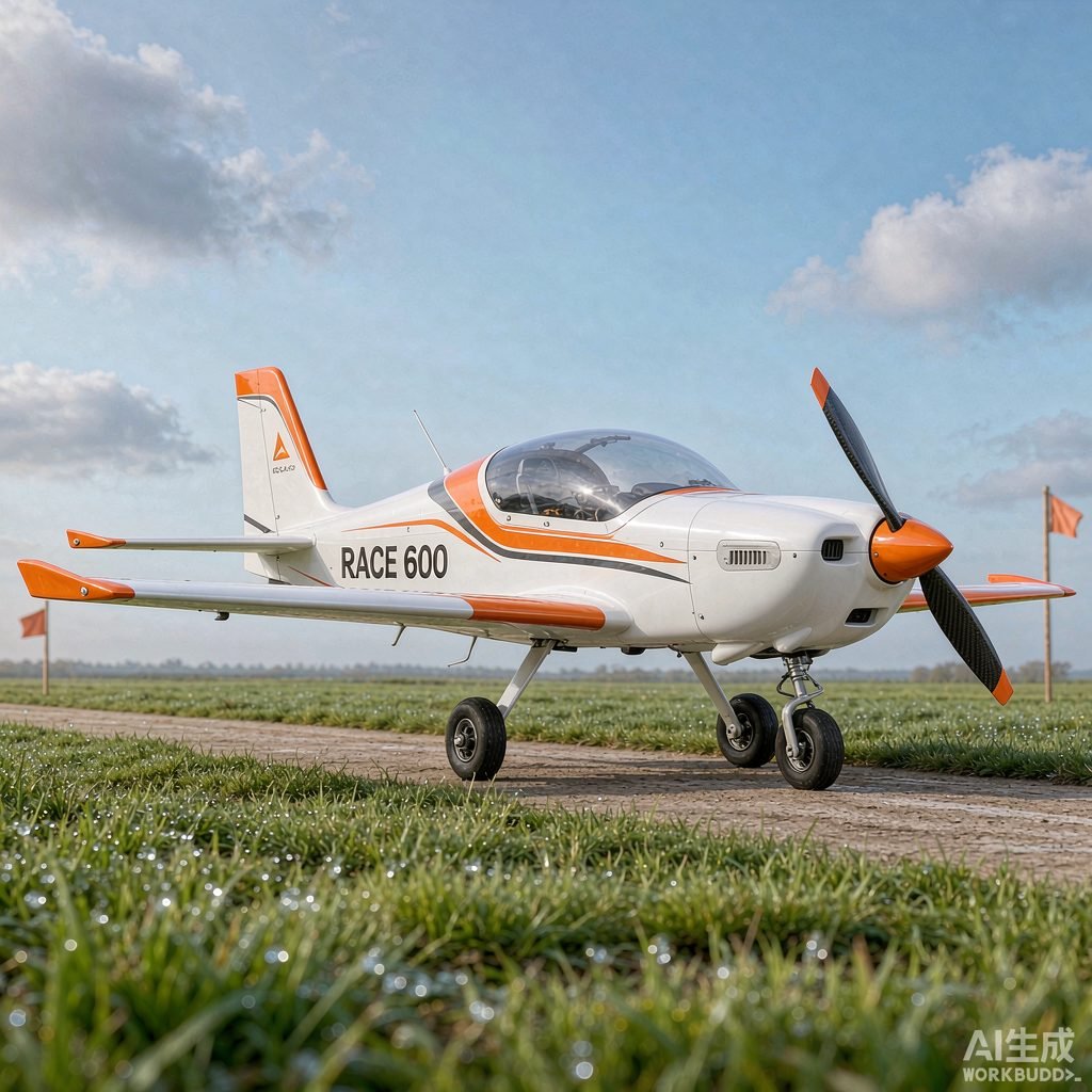 Radio control fixed-wing airplane parked on a grass airfield runway