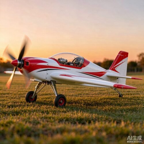 SkyPeak Vector 1100 low-wing RC sport aerobatic airplane at sunset