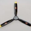 Biela 25 x10 3-Blade Carbon Fiber Propeller, Black with Yellow Tips