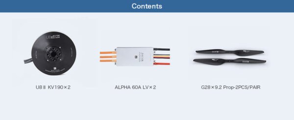 T-MOTOR U8II KV190+ALPHA 60A LV+G28×9.2