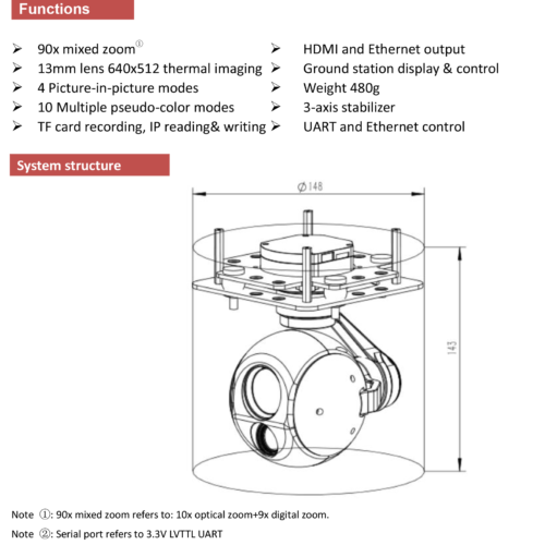 1697007726694_0-2.png Topotek KHY10G613 10x Optical Zoom EO Camera+ 640x512 IR Camera