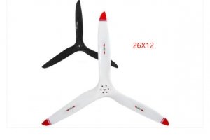 Biela 25 x10 3-Blade Carbon Fiber Propeller, Black with Yellow Tips