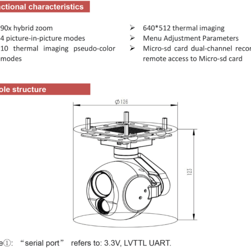 Topotek DIY10G613 10X 1080P visible light + Dual light 340g Small + Obeject Recognition Tracking Gimbal, IP/HDMI Dual Output