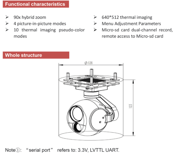 Topotek DIY10G613 10X 1080P visible light + Dual light 340g Small + Obeject Recognition Tracking Gimbal, IP/HDMI Dual Output