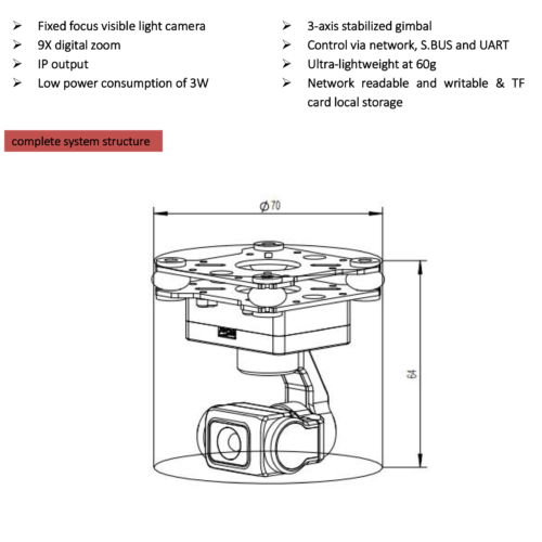 Topotek GIP335 2K Ultra-Lightweight Network Gimbal Camera