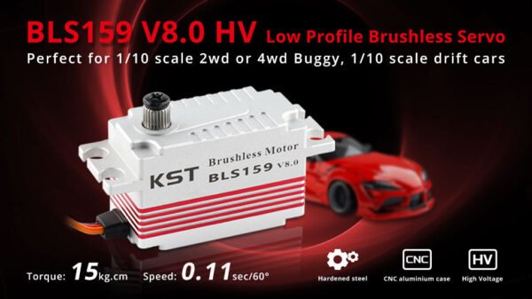KST BLS159 55g Weight DC7.4V Voltage 0.65A Current Brushless HV Digital Motor Aluminum Alloy Servo (4 X PACK)