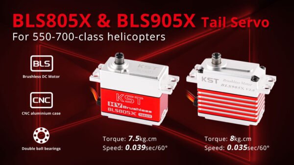 KST BLS805X 70g Weight DC8.4V Voltage Brushless HV Digital Motor Aluminum Alloy Servo (8 X PACK)