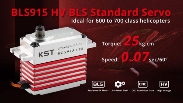 KST BLS915 78g Weight DC7.4V Voltage Brushless HV Digital Motor Aluminum Alloy Servo (8 X PACK)