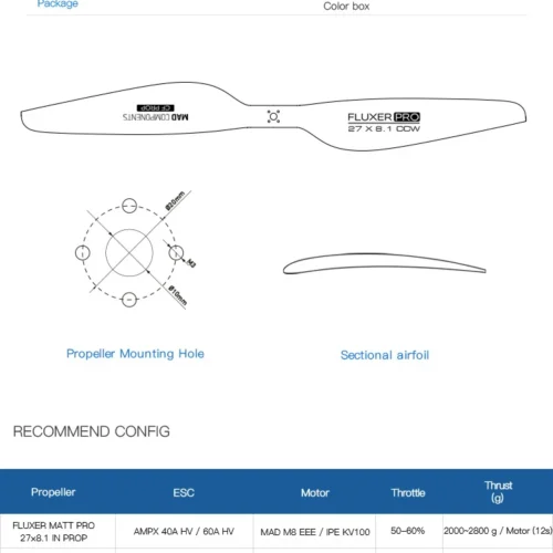 MAD 27X8.1 Pro Fluxer carbon fiber propeller (A pair in CW/CCW)