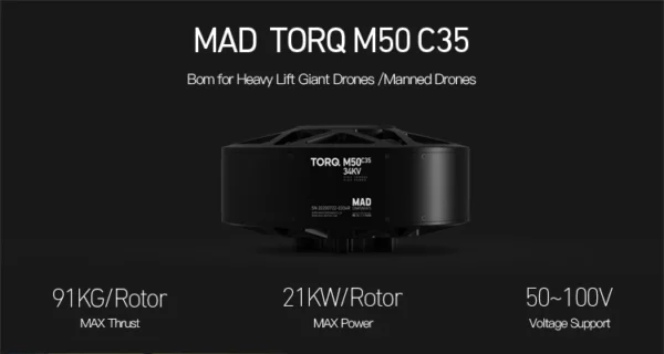 MAD M50 C35 34KV/40KV 91kg Thrust Motor for UAV Drone (A Pair)