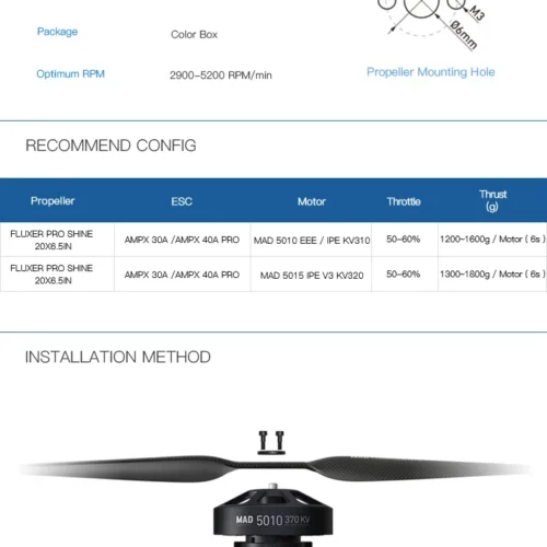 MAD 20X6.5 Pro Fluxer carbon fiber propeller (A pair in CW/CCW)