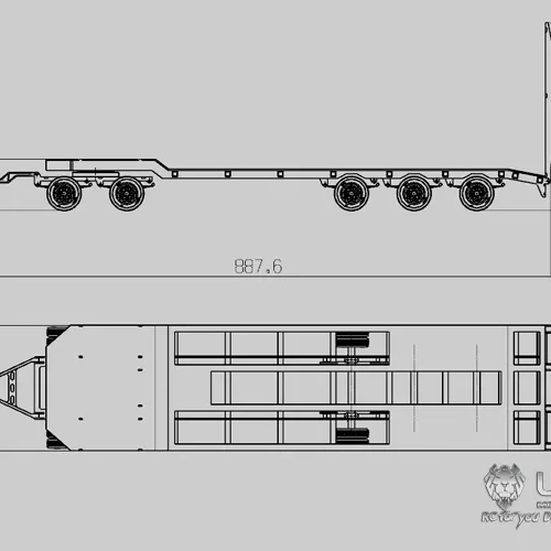 LESU 1/14 truck tail hook connection hanging metal small tire engineering truck carriage semi-trailer model LS-A0001 RCLESU Tamiya