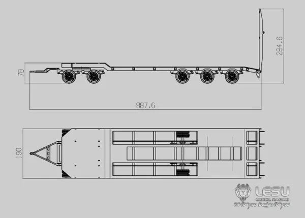 LESU 1/14 truck tail hook connection hanging metal small tire engineering truck carriage semi-trailer model LS-A0001 RCLESU Tamiya