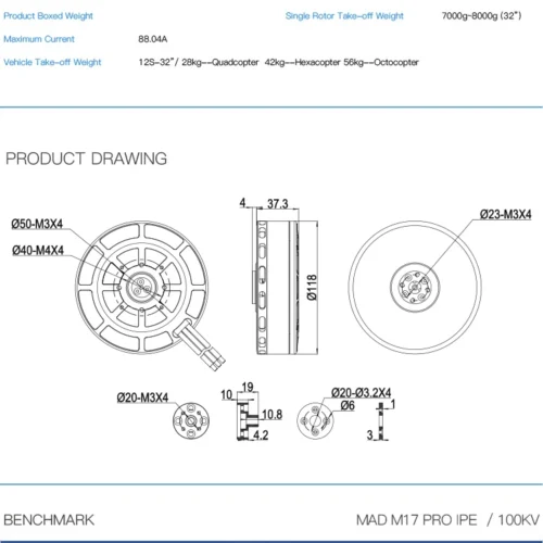 Ha032c443b39e469ea3b4d3e50502f1deO-2.webp MAD M17 PRO 100KV/110KV 28.8kg Thrust Motor for UAV Drone (A pair)