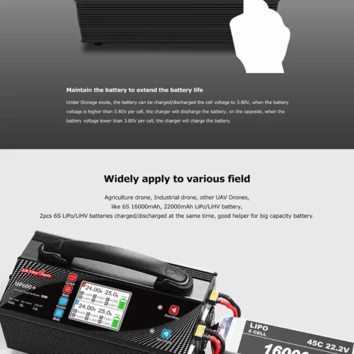 UP600+2X600W 25A 2-6S Battery UAV Drone Charger