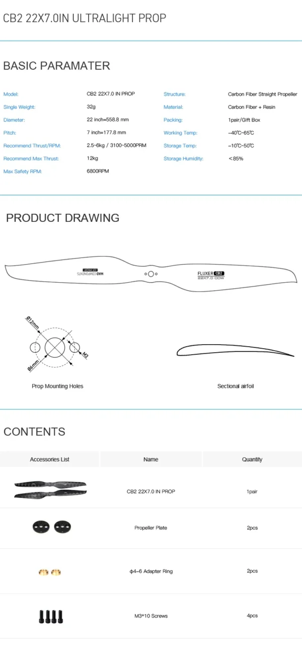 Hb50134c592f04196b231be5e04b0b26eH-1.webp MAD 22x7 Pro Fluxer carbon fiber propeller (A pair in CW/CCW)