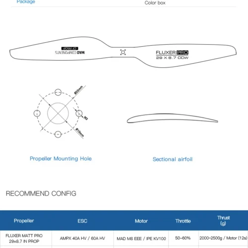 MAD 29X8.7 Pro Fluxer carbon fiber propeller (A pair in CW/CCW)