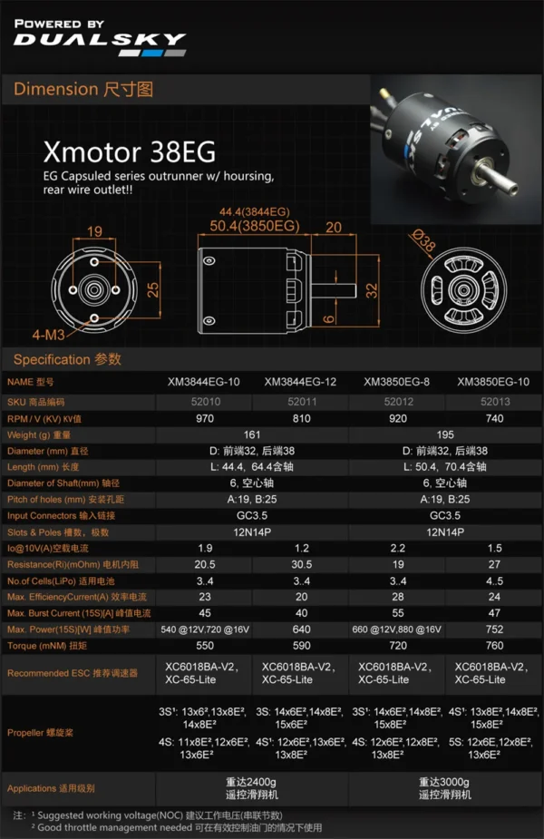 DUALSKY XM3850EG outrunner inrunner(w/housing) motors