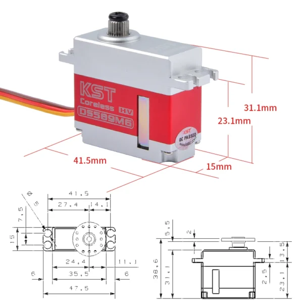 Hccb1d6f7697040b58567052bff094d80L.webp KST DS589 40g Weight DC6.0-8.4V Voltage Coreless DC Motor Aluminum Alloy Servo (8 X PACK)