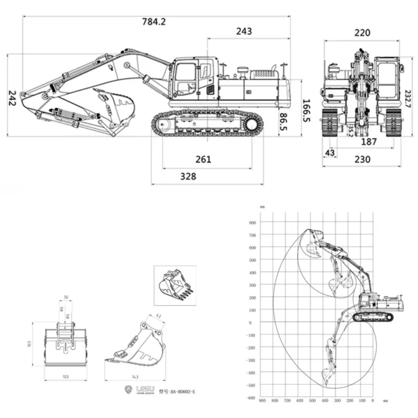 LESU 1/14 Komatsu PC360 Metal Hydraulic Excavator RC Model with Motor ESC Servo