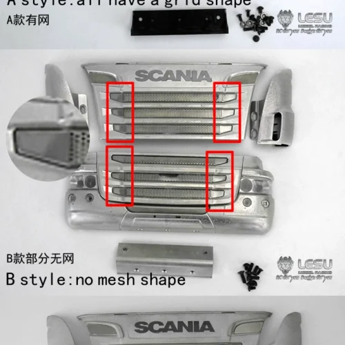 LESU 1/14 truck Scania R730 front face net bumper set Tamiya tractor R620 R470 aluminum alloy metal upgrade accessory