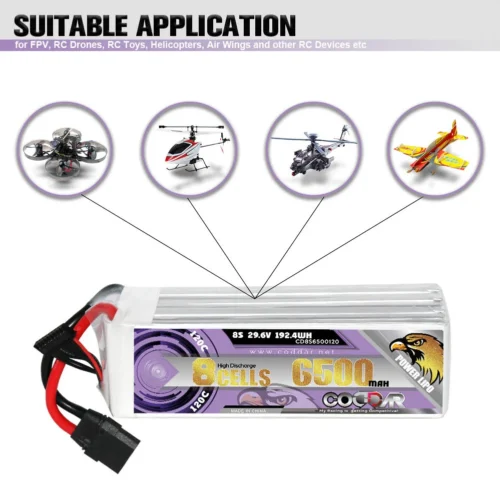 S37d1d82125014ecdae1e40126b3e4bc8S-1.webp CODDAR 6500mAh 8S 29.6V 120C Lipo Battery With XT90 (2 X PACK)