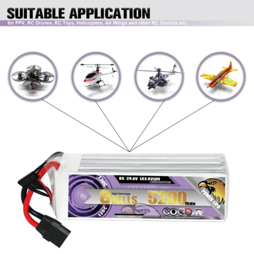 S57a085bed845407d9fc04c99ae077fd4r-1.webp CODDAR 5200mAh 8S1P 29.6V 80C Lipo Battery With XT90 (2 X PACK)