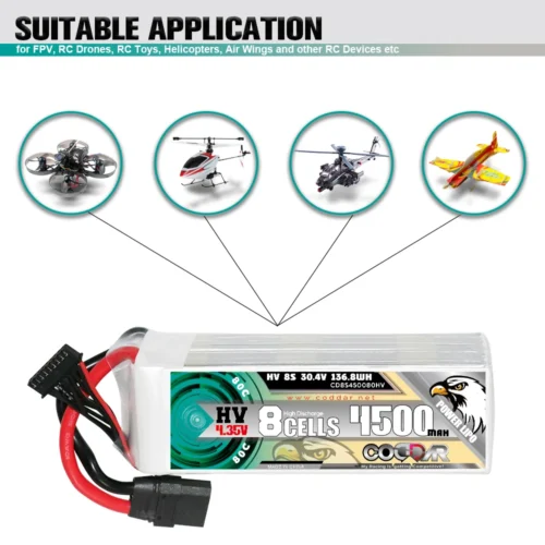 Sb182129d59214475848a6ca9bfde902cP-1.webp CODDAR 4500mAh 8S1P 30.4V 80C Lipo Battery With XT90 (2 X PACK)