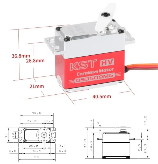 KST DS3509MG 78g Weight DC6.0-8.4V Voltage Coreless DC Motor Aluminum Alloy Servo (4 X PACK)