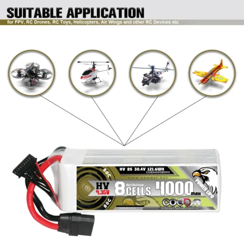 Seb28f1d75cbb4e37b407b5094a480e6b5-1.webp CODDAR 4000mAh 8S1P 30.4V 80C Lipo Battery With XT90 (2 X PACK)