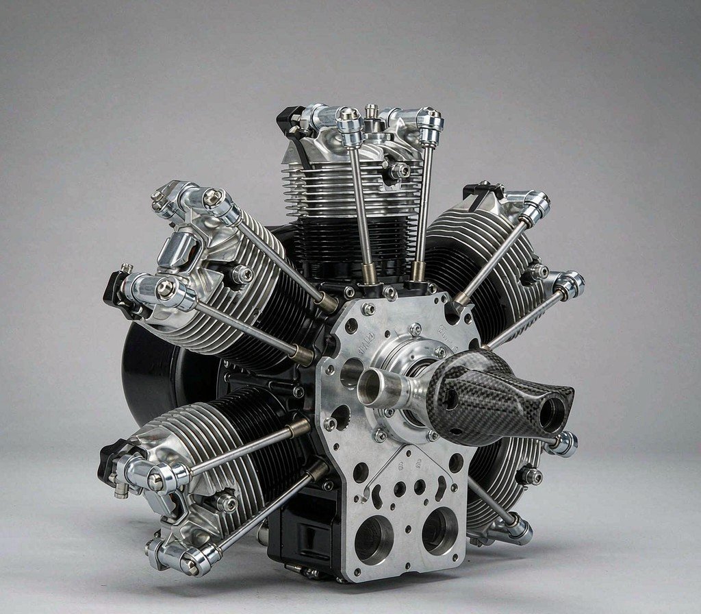 Gasoline radial engine for RC airplanes